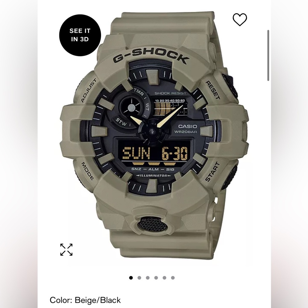 NWT G-SHOCK Men's Analog-Digital Beige Resin Strap Watch 53mm